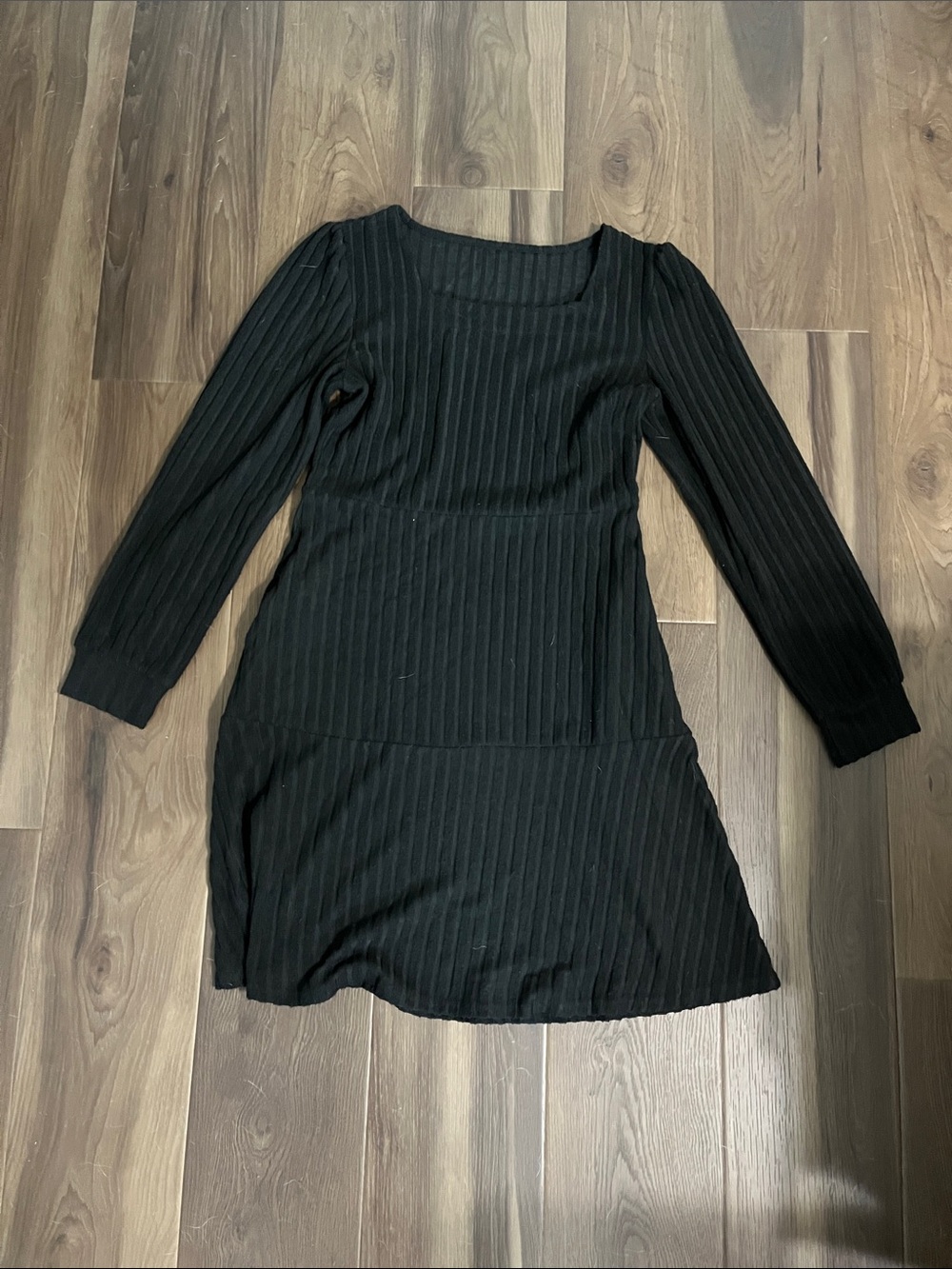 Black Ribbed Long Sleeve Women’s Dress